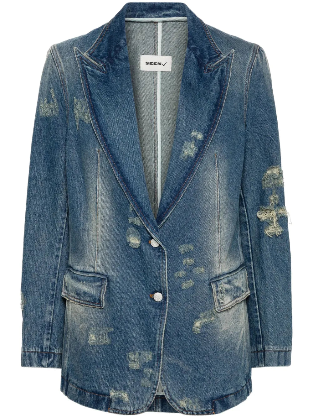 Silhouette Distressed Denim Blazer