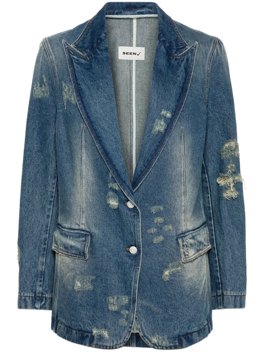 Silhouette Distressed Denim Blazer