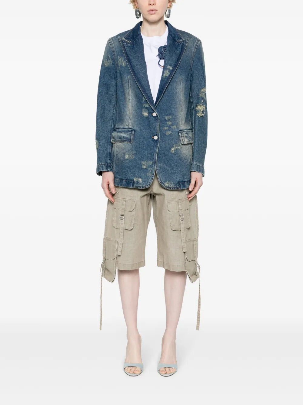 Silhouette Distressed Denim Blazer
