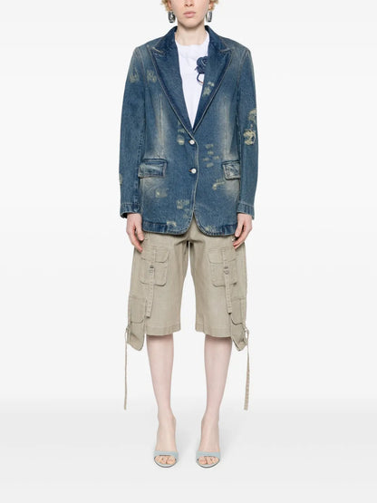 Silhouette Distressed Denim Blazer