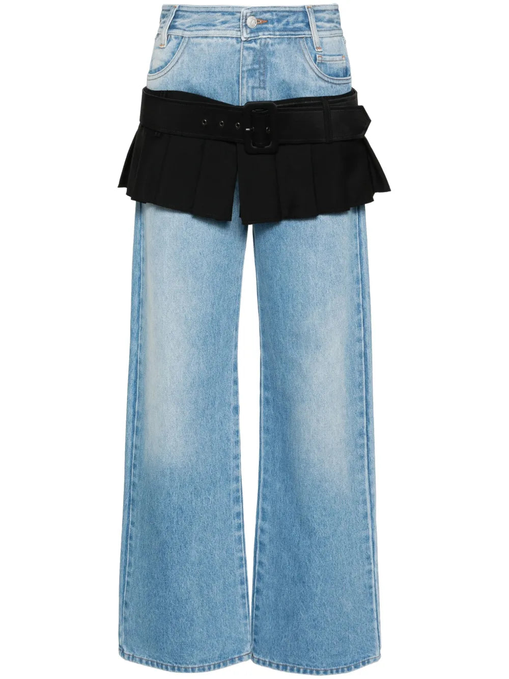 Illusion Skirt-Detail Straight-Leg Jeans