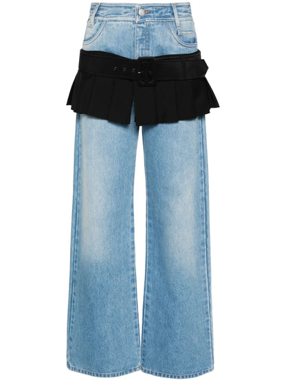 Illusion Skirt-Detail Straight-Leg Jeans