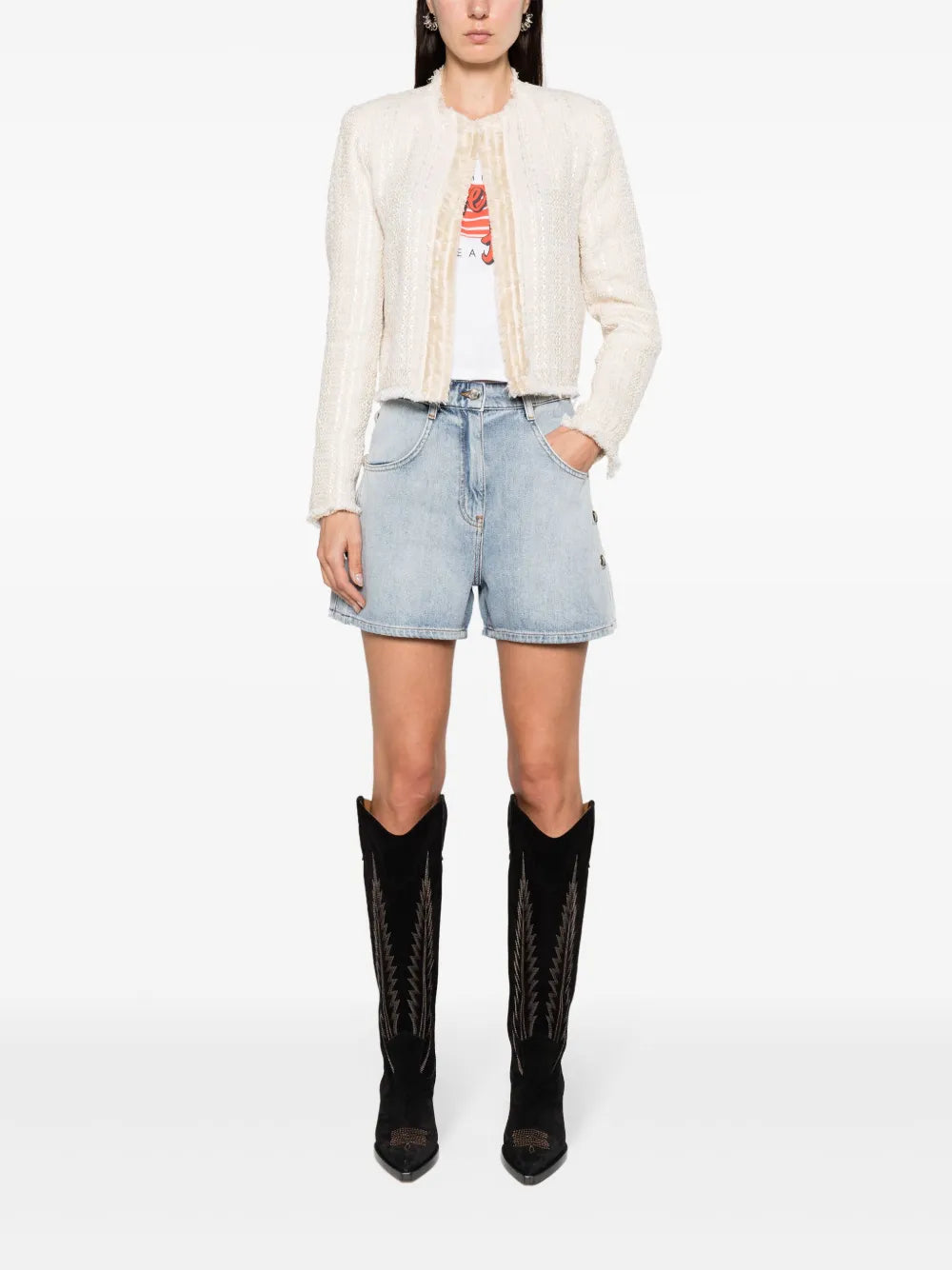 Canio Stud-Detail Denim Shorts