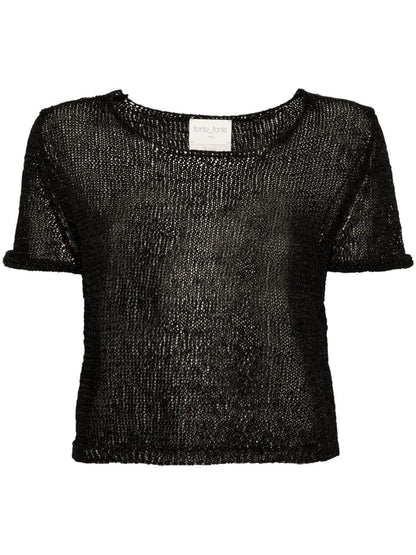 Open-Knit Crop T-Shirt