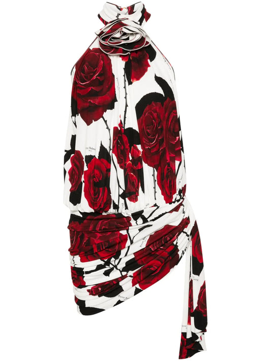 Rose-Print Mini Dress