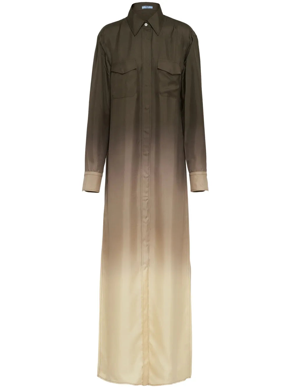 Ombré-Effect Silk-Twill Shirt Dress