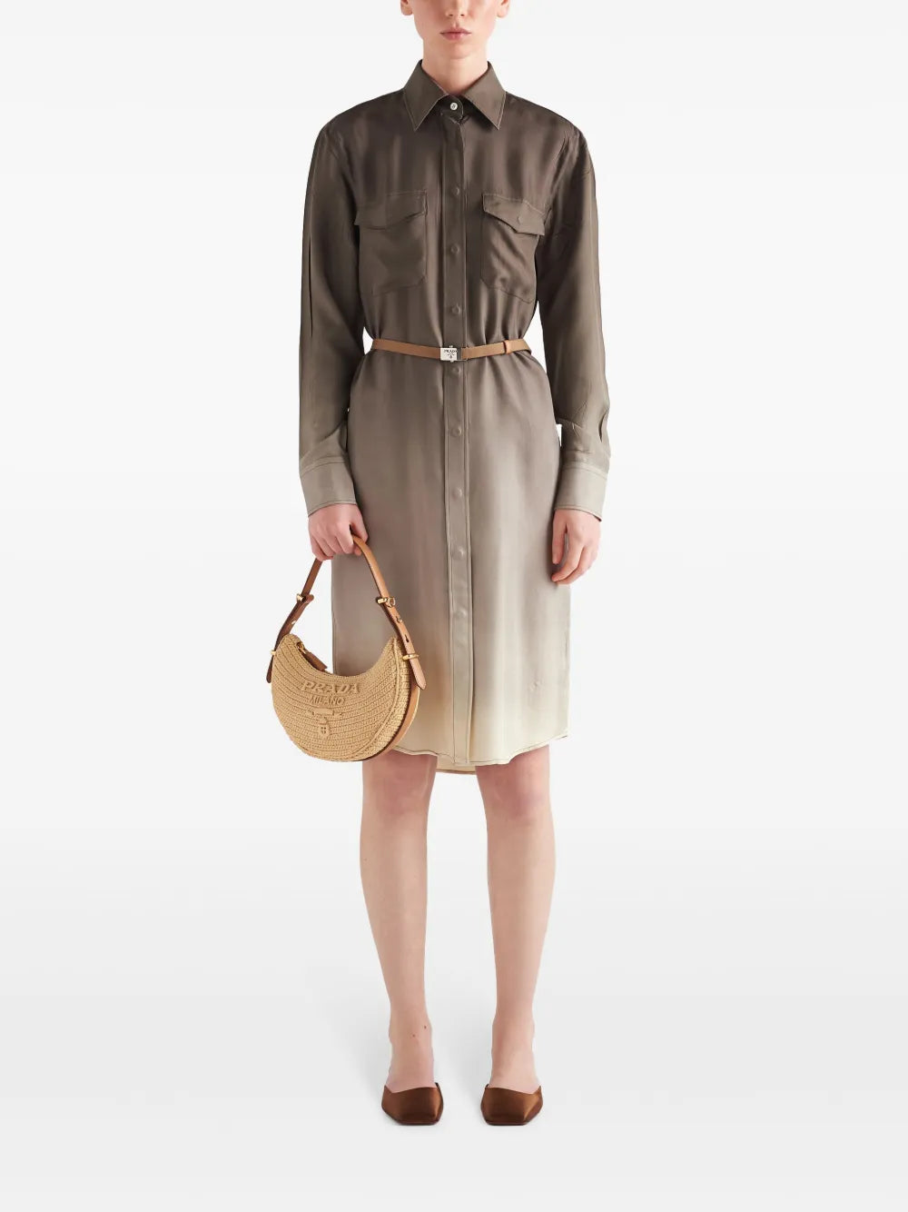 Gradient Silk Shirtdress