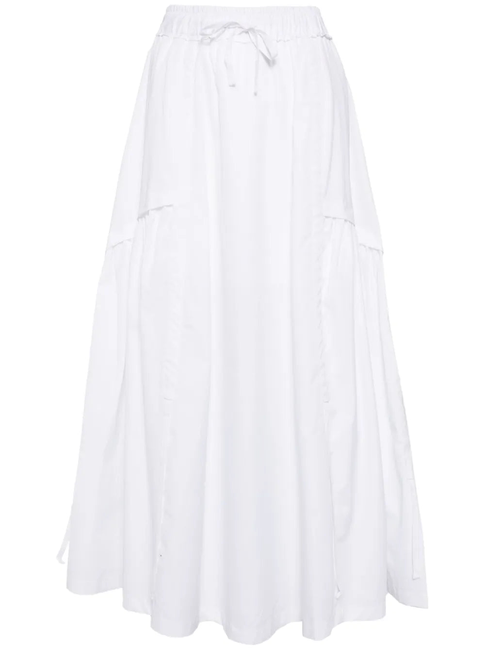 Drawstring-Waist Cotton Midi Skirt