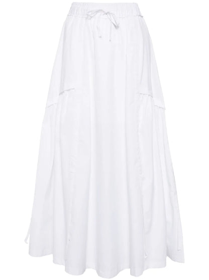 Drawstring-Waist Cotton Midi Skirt