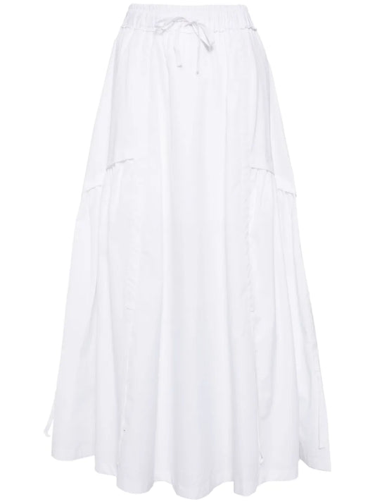 Drawstring-Waist Cotton Midi Skirt