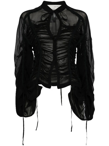 Strap-Detail Draped Top