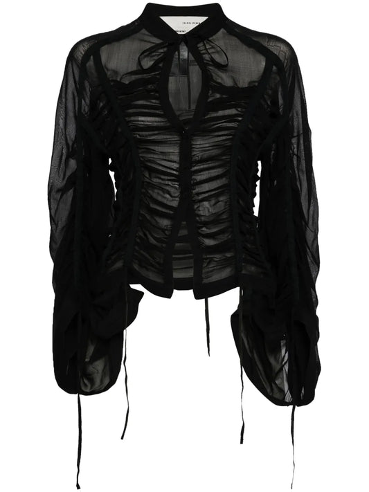 Strap-Detail Draped Top