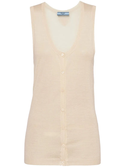 Buttoned Cashmere Tank Top