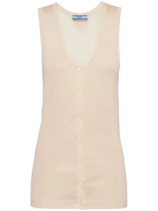 Buttoned Cashmere Tank Top