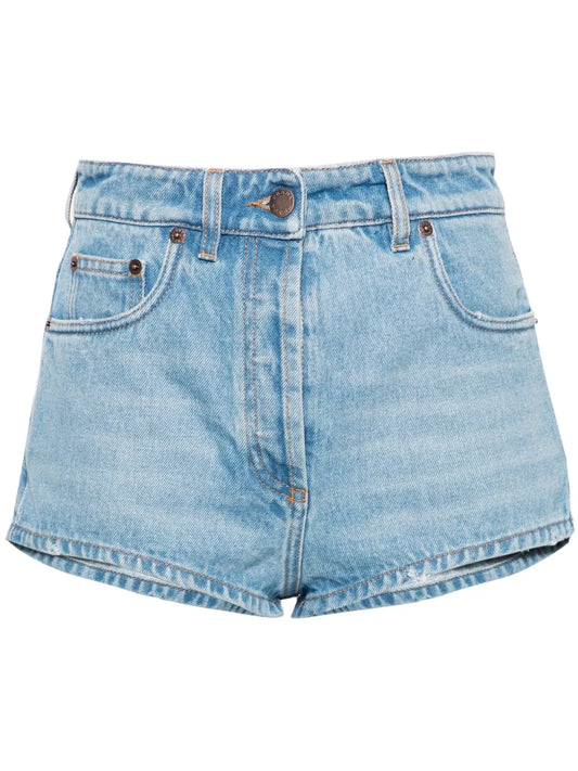 Triangle-Logo Denim Mini Shorts