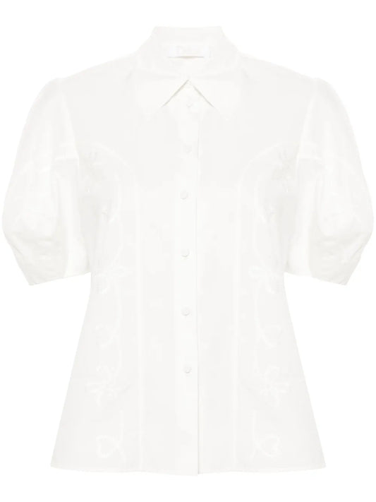 Embroidery-Detail Poplin Shirt