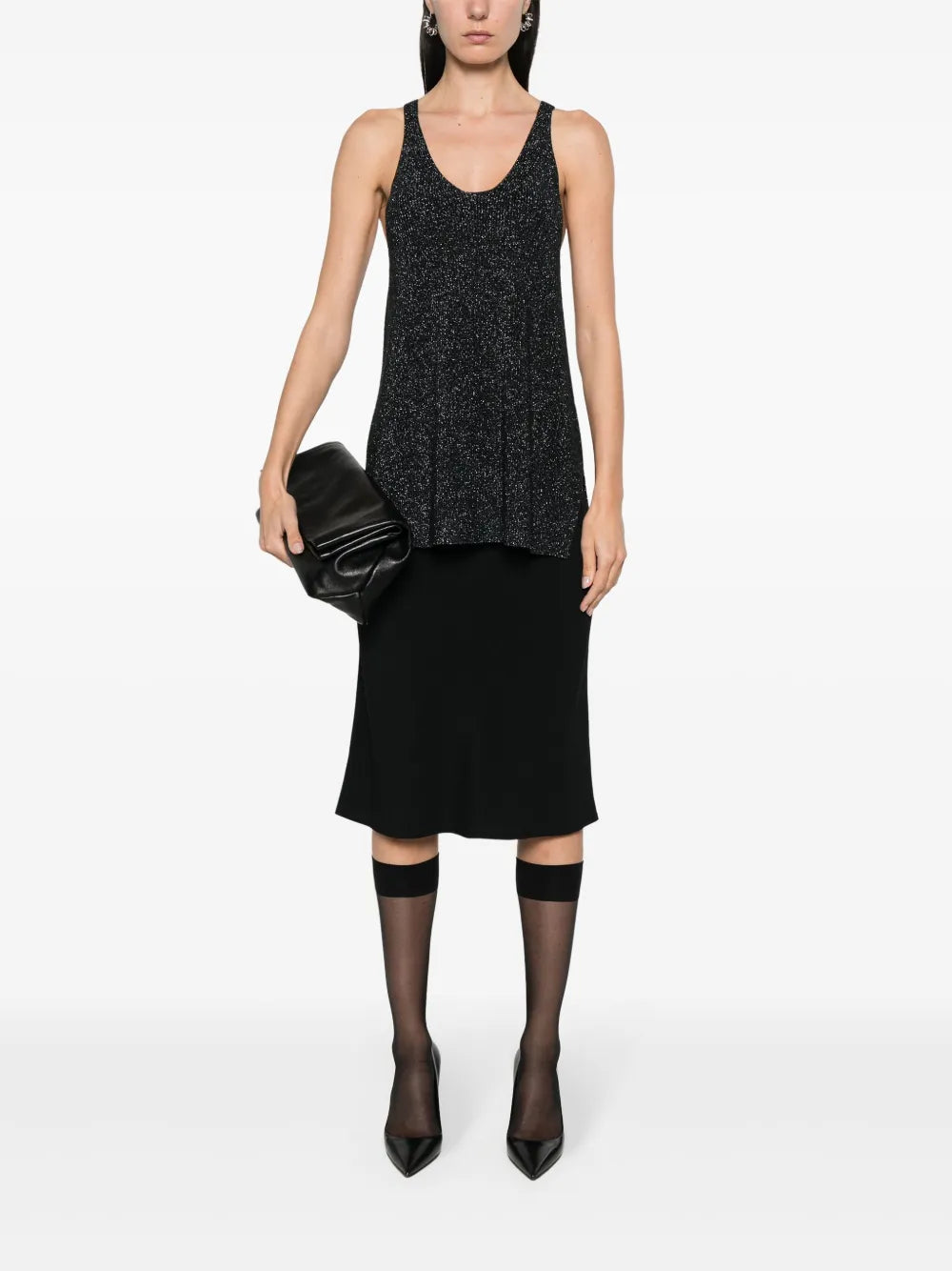 Metallic-Threading Knitted Top