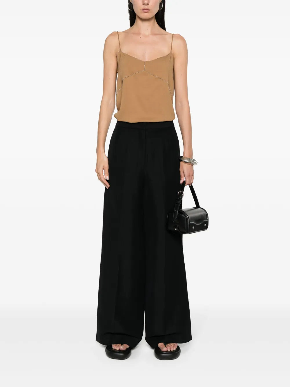 Bead-Detail Crepe Top