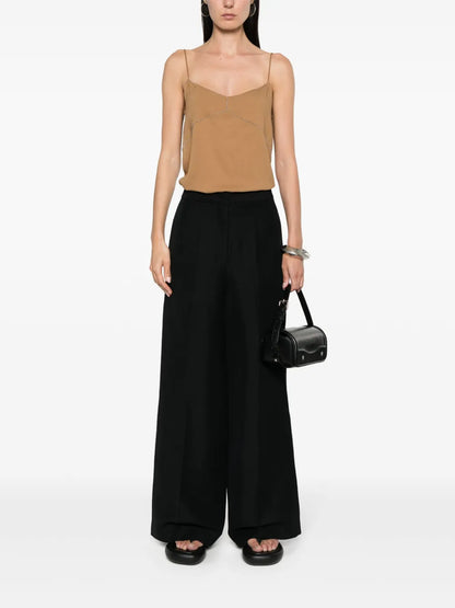 Bead-Detail Crepe Top