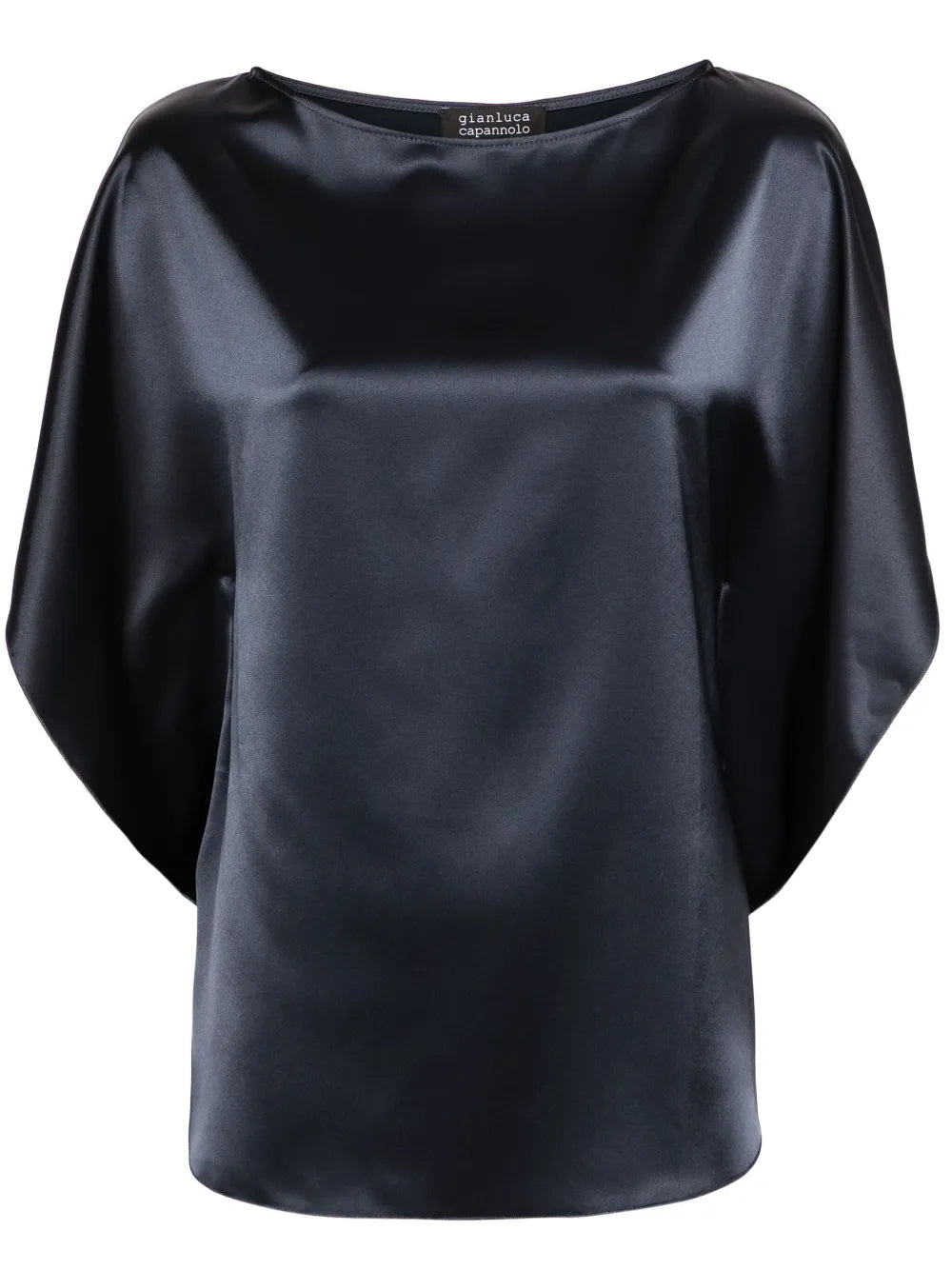 Boat-Neck Satin Blouse