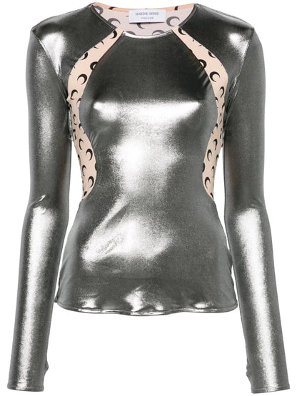 Crescent Moon-Print Panneled T-Shirt