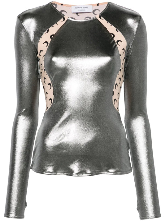 Crescent Moon-Print Panneled T-Shirt