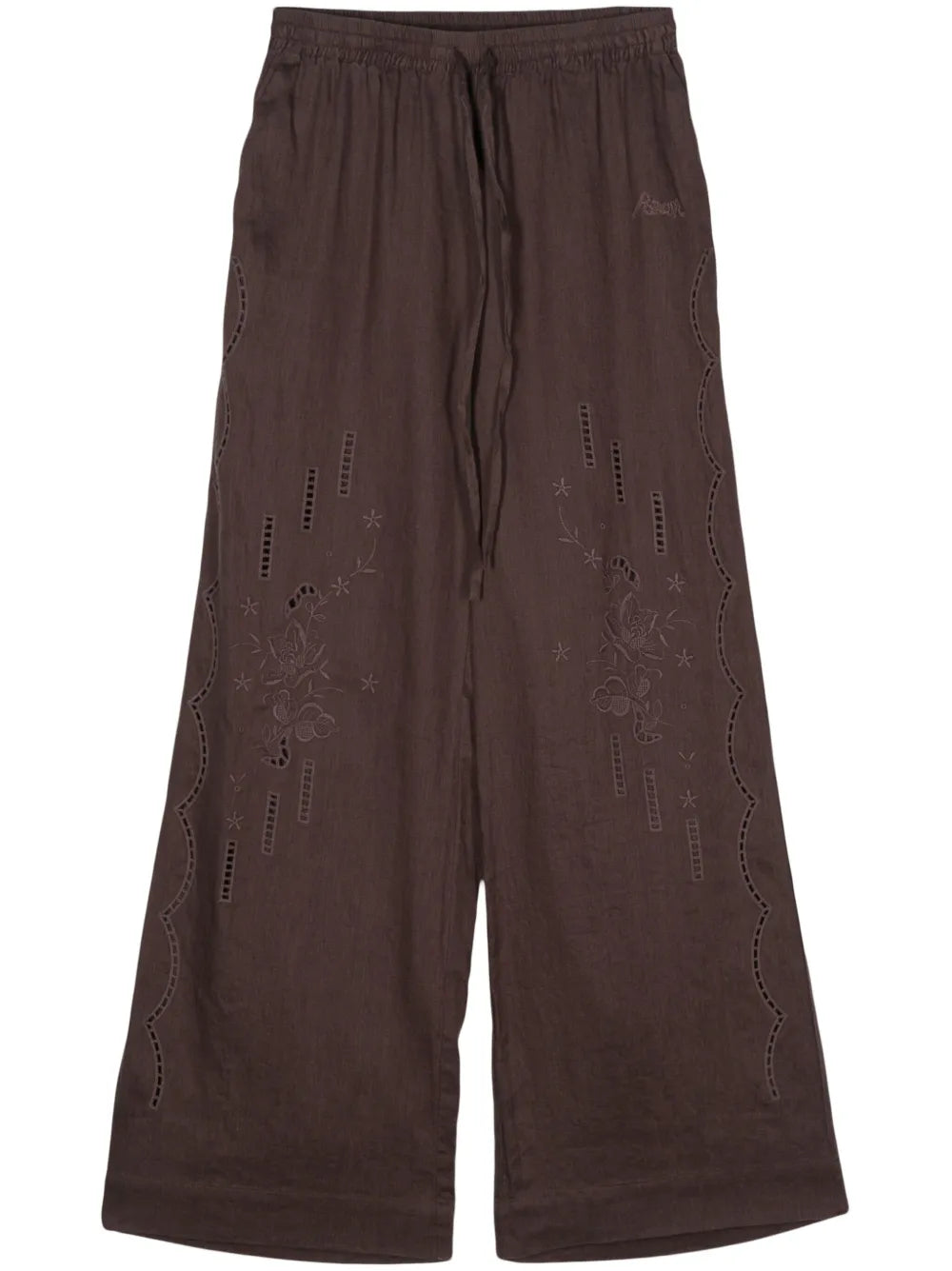 Broderie-Anglaise Linen Trousers