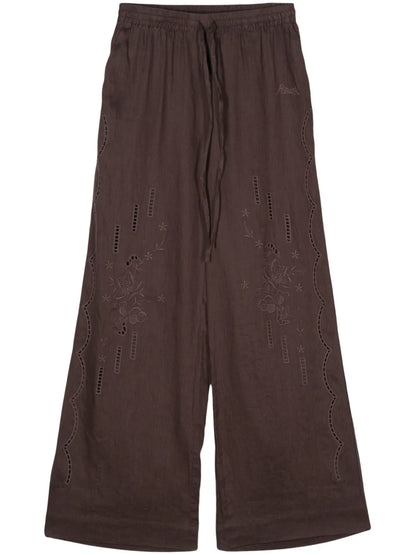 Broderie-Anglaise Linen Trousers