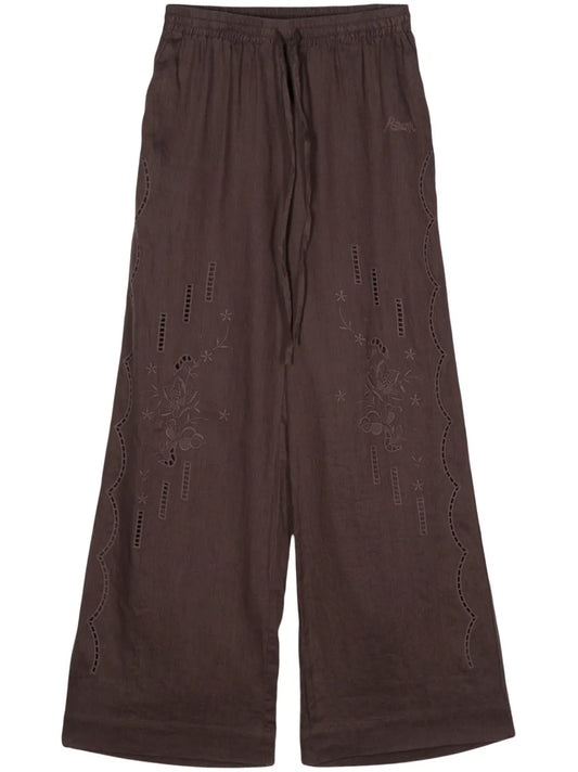 Broderie-Anglaise Linen Trousers