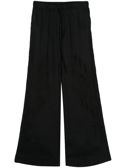 Broderie-Anglaise Linen Trousers