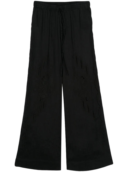 Broderie-Anglaise Linen Trousers