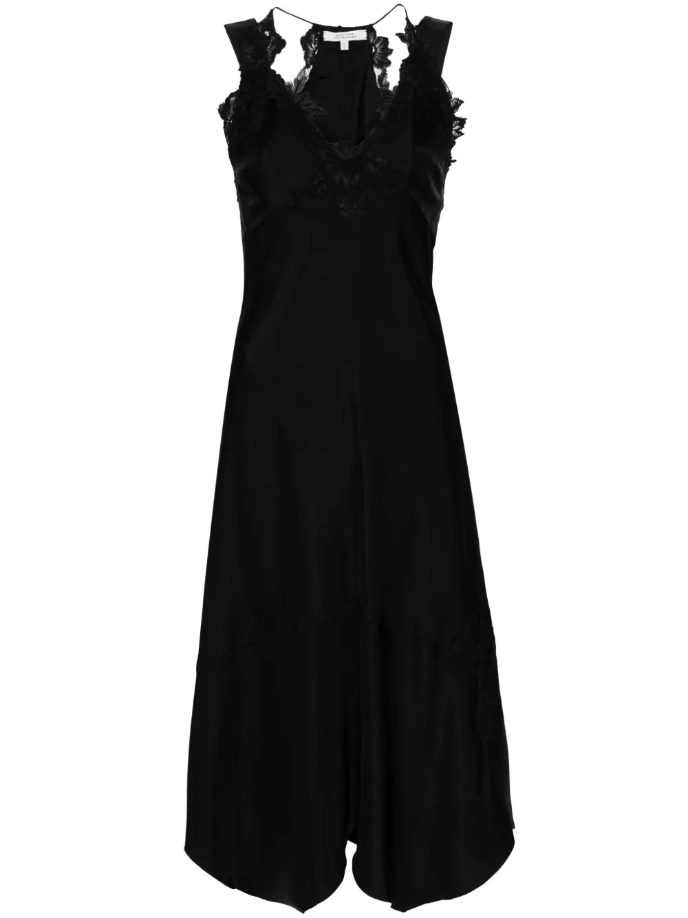 Lace-Appliqué Camisole Silk Dress