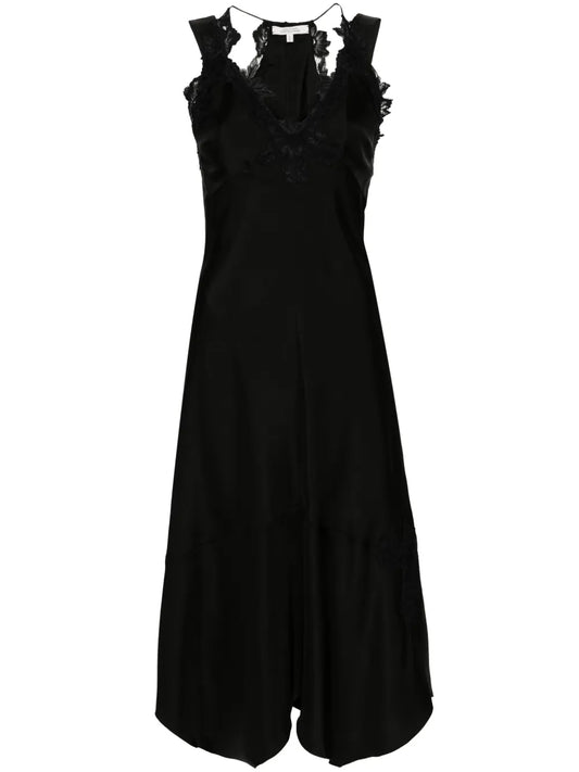 Lace-Appliqué Camisole Silk Dress