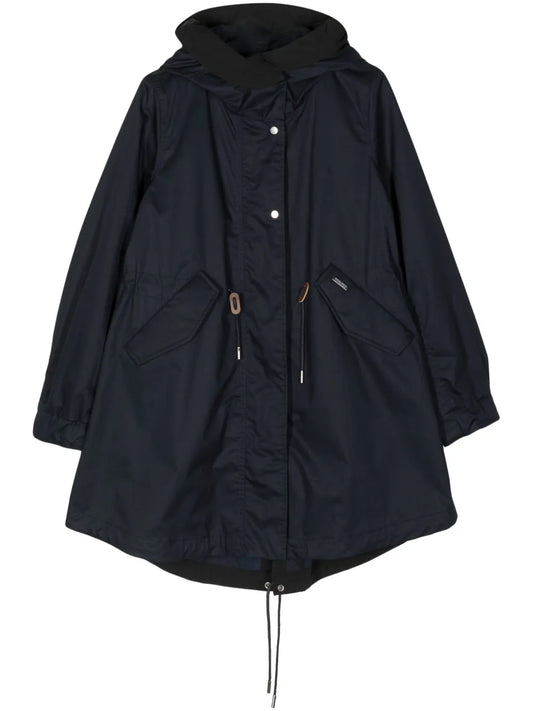 Tied-Waist Hooded Parka Coat