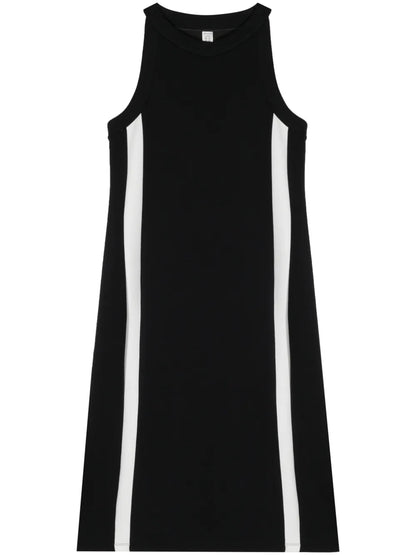 Stripe-Detail Round-Neck Dress