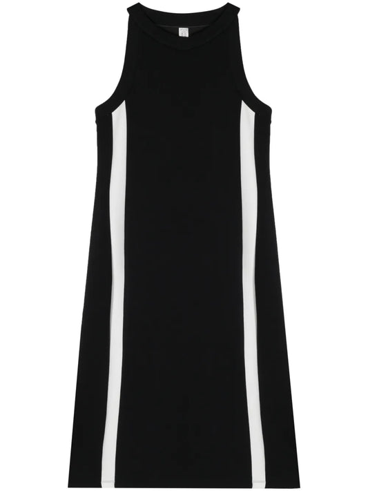 Stripe-Detail Round-Neck Dress