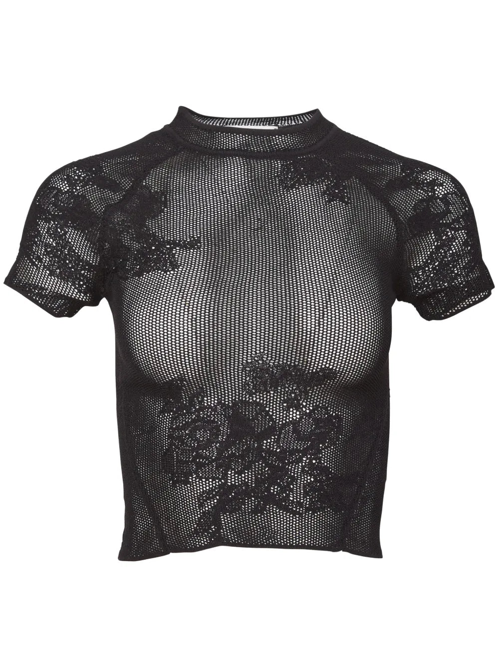 Pointelle-Knit Lace T-Shirt