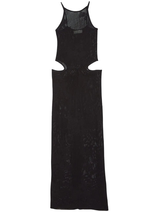 Pointelle-Knit Lace Maxi Dress