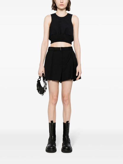 Pinstripe-Pattern Sleeveless Crop Top