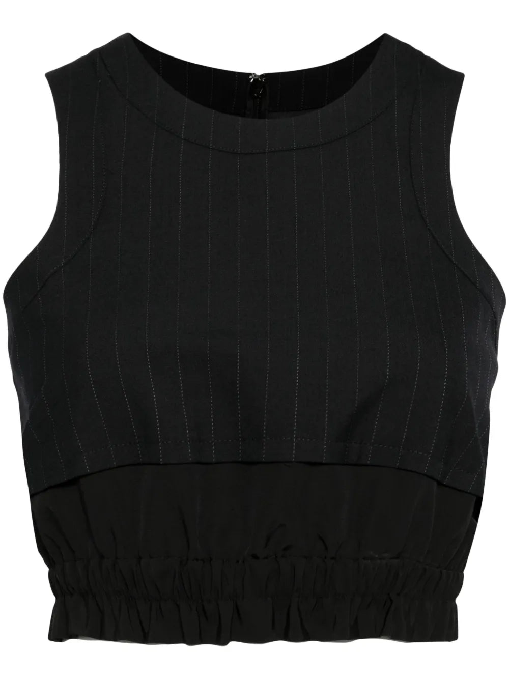 Pinstripe-Pattern Sleeveless Crop Top