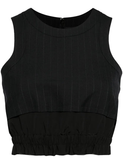 Pinstripe-Pattern Sleeveless Crop Top