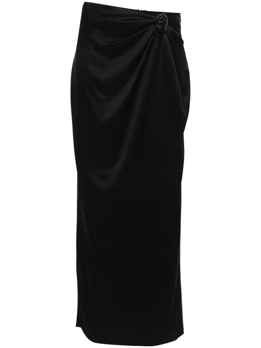 Satin Knotted Midi Skirt
