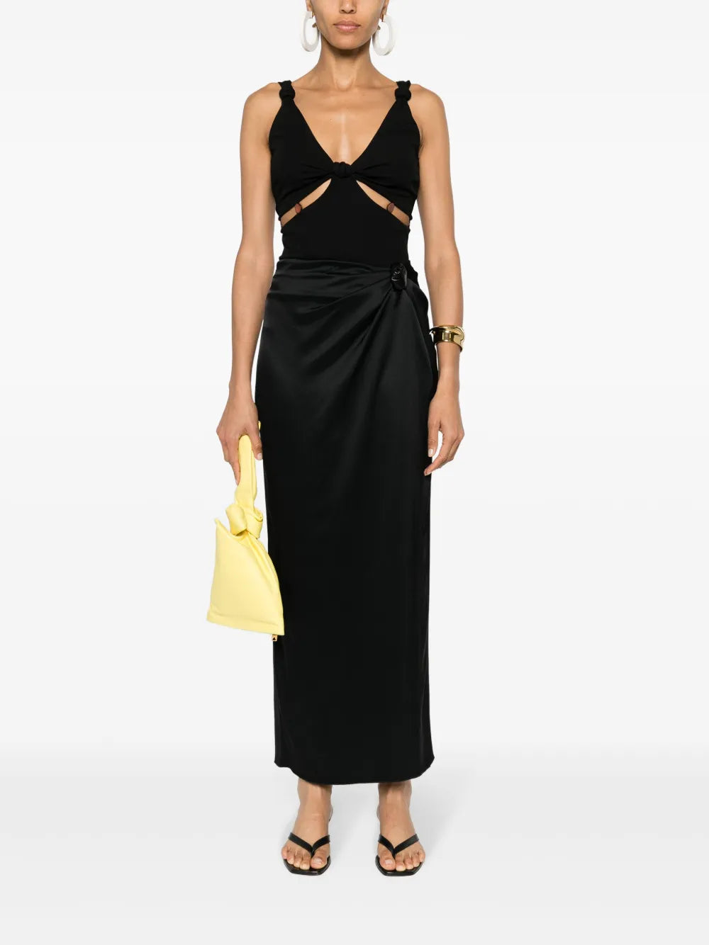 Satin Knotted Midi Skirt