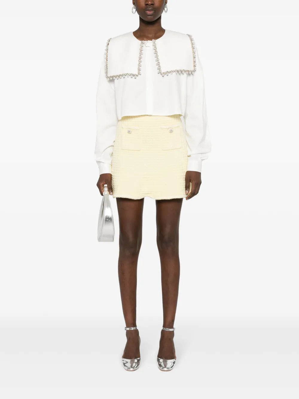 Sequin-Embellished Peplum Skirt