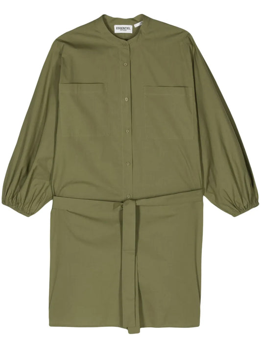 Belted Cotton Shirt Minidress