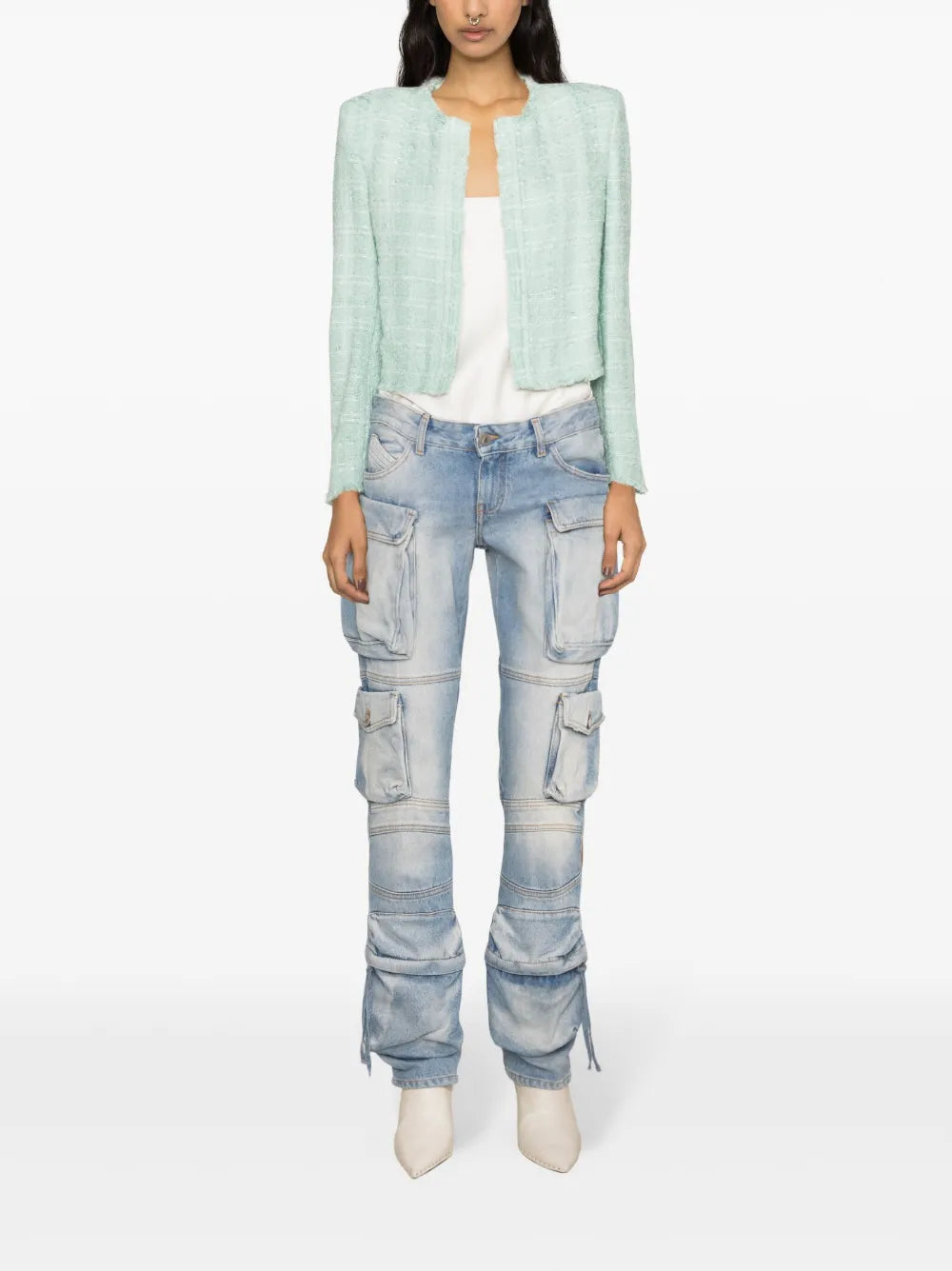 Zamia Open-Front Tweed Jacket