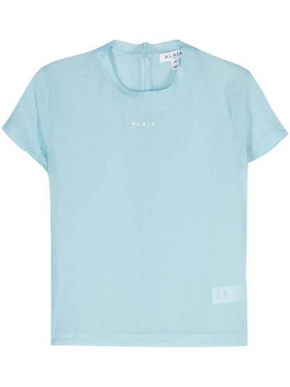 Rubberised-Logo Mesh T-Shirt