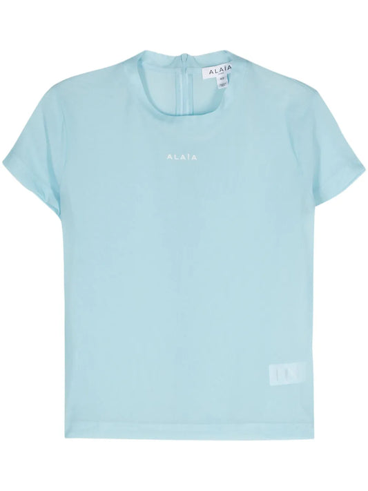 Rubberised-Logo Mesh T-Shirt