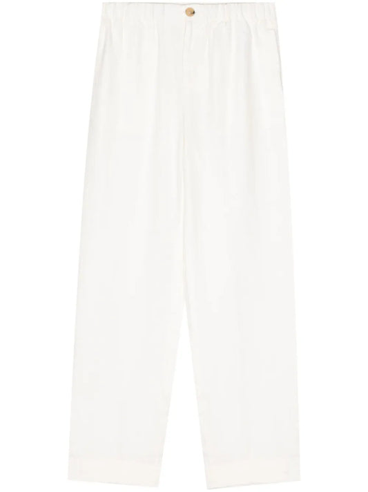 Elasticated-Waist Wide-Leg Trousers