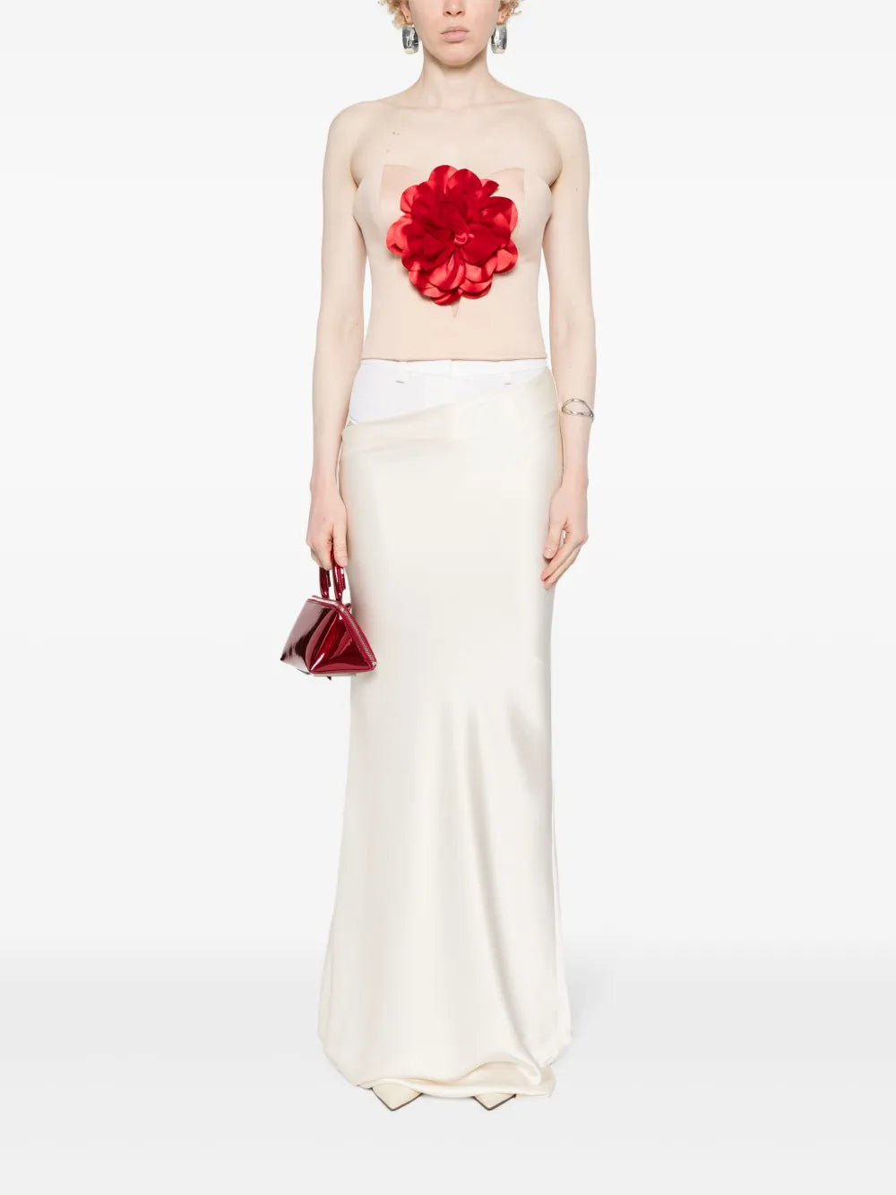 Floral-Appliqué Corset Top